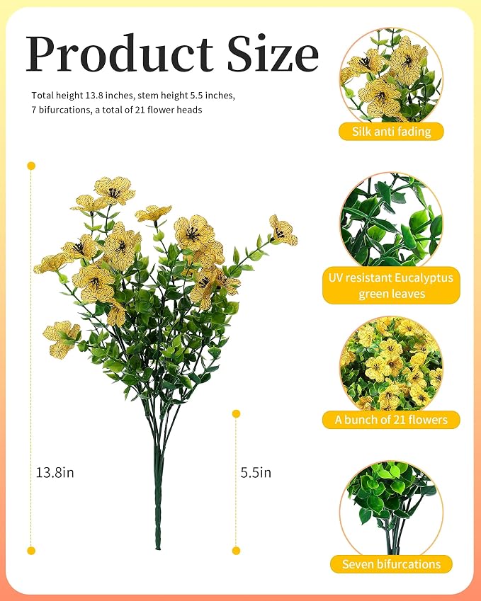 JAKY-Global Artificial Flowers for Outdoors Faux Outside Plants Spring Summer - Image 6