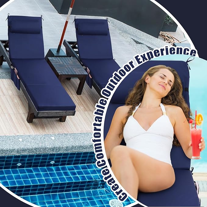 RattanView 2 Pcs Outdoor Chaise Lounge Cushion - Image 6