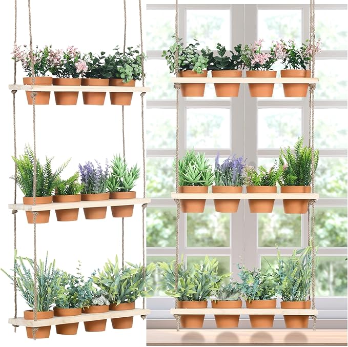 3 Tiered Hanging Herb Planters Hanging Herb Garden Wall by FillTouch