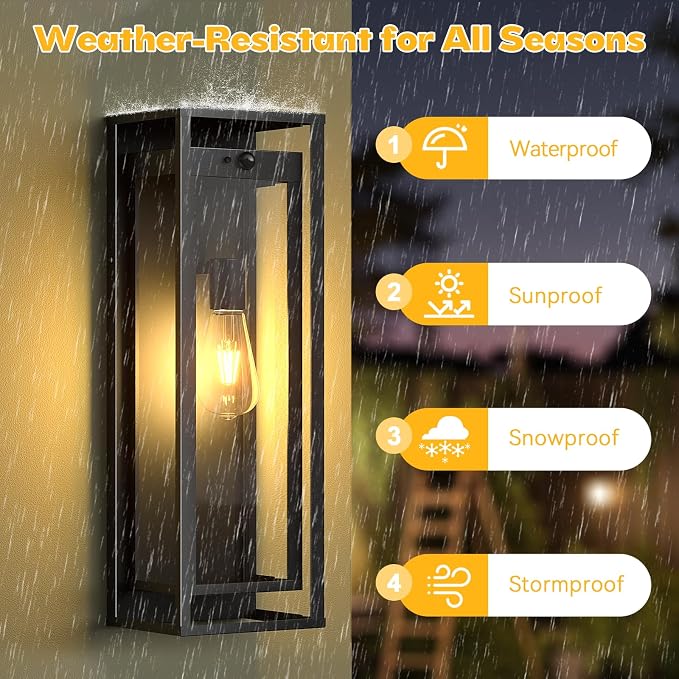 Large Motion Sensor Outdoor Lighting-20in Dusk to Dawn Modern Waterproof Sconce - Image 5
