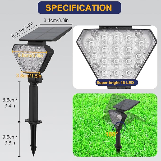 T-SUN Solar Lights Outdoor Waterproof IP65, 12 Pack LED Solar Spot Lights Color - Image 6