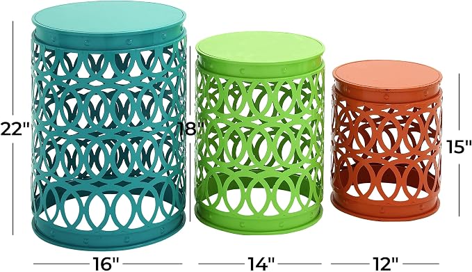 Deco 79 Metal Side End Accent Table Indoor Outdoor Nesting End Table - Image 3