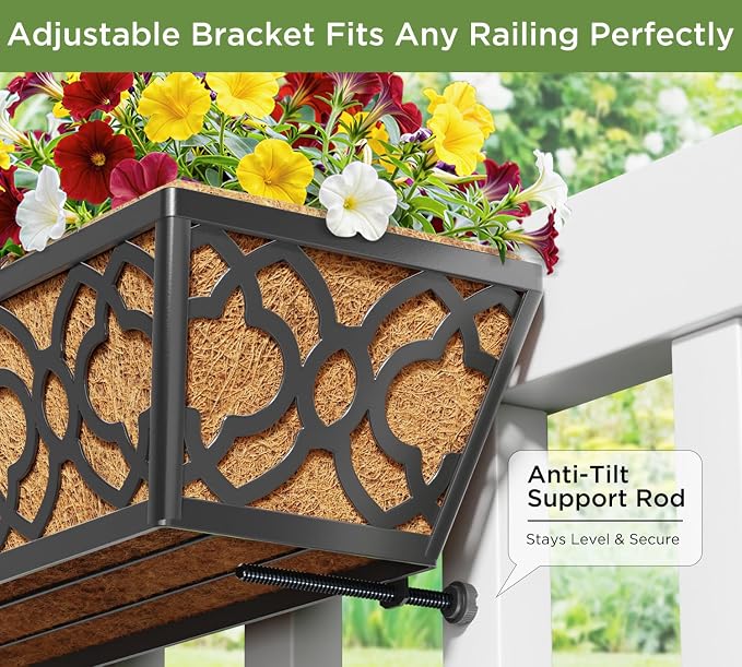 Y&M Flower Boxes for Deck Railings 24inch 4packs, Deck Railing Planter Boxes - Image 7