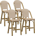 PURPLE LEAF Outdoor Counter Height Bar Stools Set of 4 26'' French Bar Height by PURPLELEAF