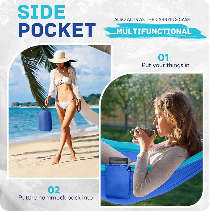Camping Hammock Lightweight, Portable Hammocks Parachute Hammock - Image 5