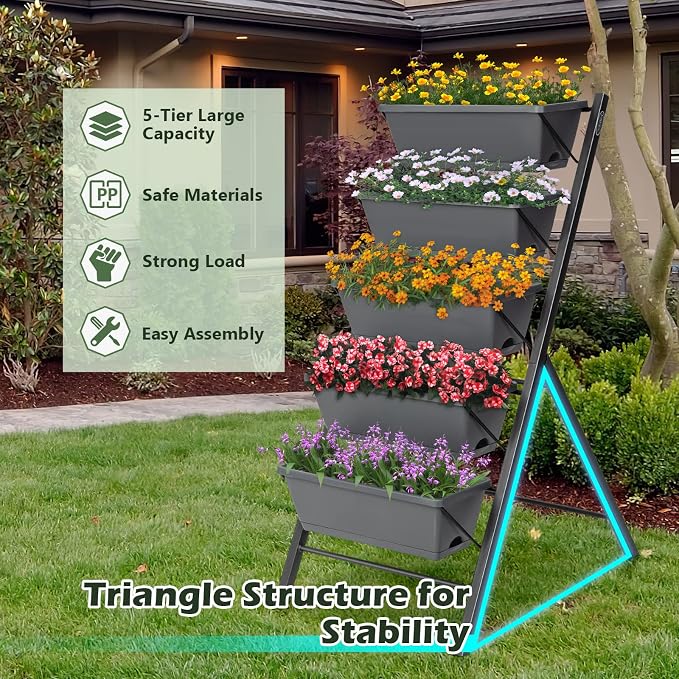 COSTWAY Vertical Raised Garden Bed, 5 Tier Planter Box - Image 5