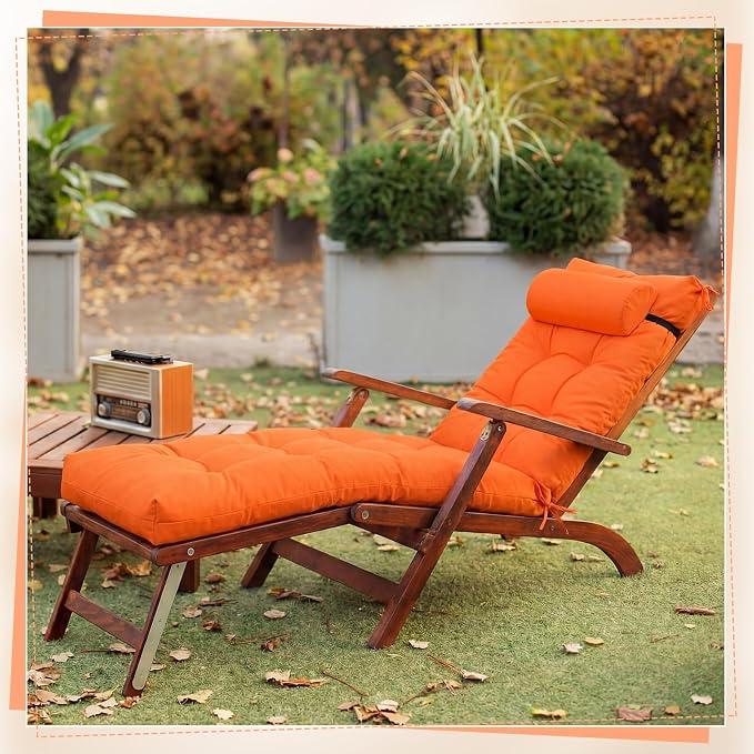 Wenqik Set of 2 Outdoor Chaise Lounge Cushions 76 x 22 x 6 Inch Waterproof - Image 5