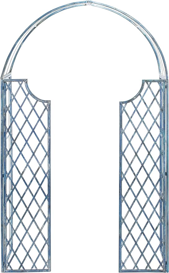 SAFAVIEH Outdoor Patio Furniture Collection – Jaida Mossy Blue Iron Garden Arbor by SAFAVIEH