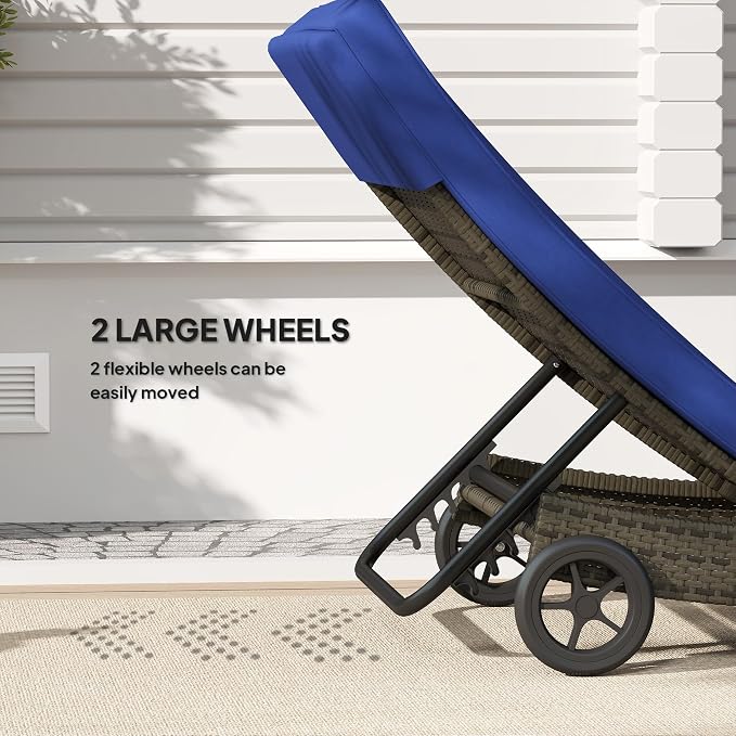 Outsunny Wicker Chaise Lounge Chair Outdoor - Image 4