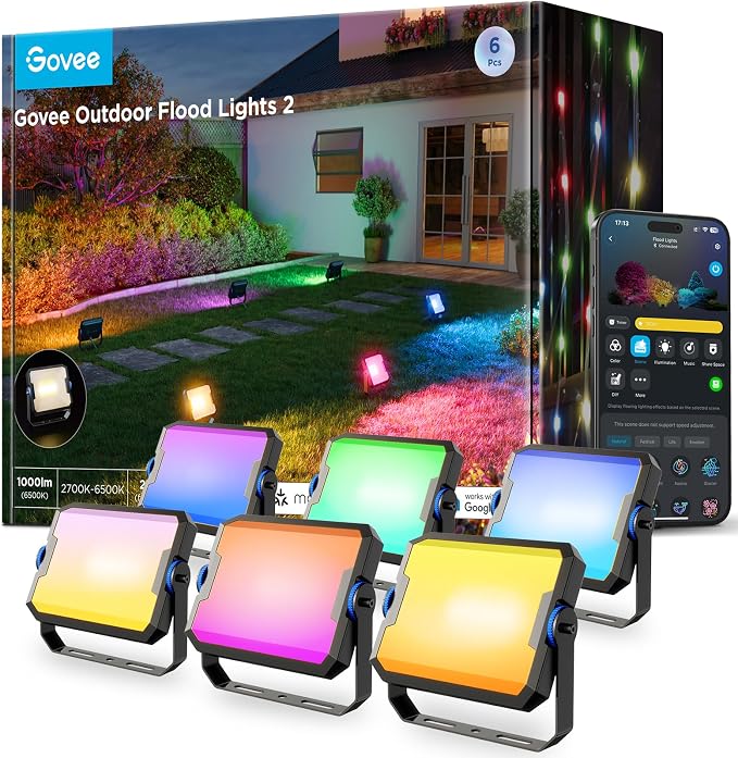 Govee Outdoor Flood Lights 2, RGBIC Warm Cold White LED Lights by Govee