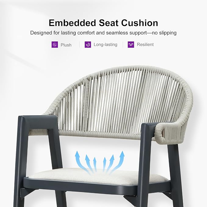 PURPLE LEAF Outdoor Bar Height Bar Stool Set of 2 Rattan Bar Chair - Image 9