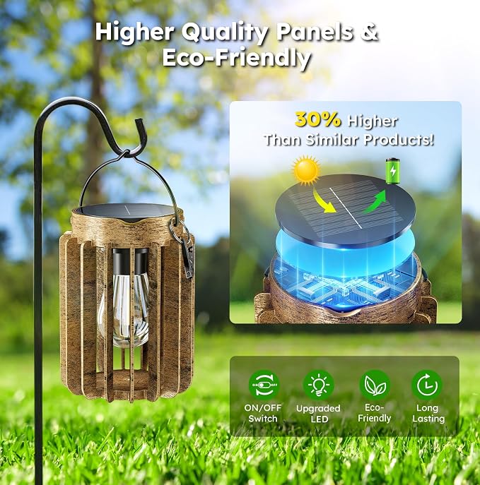 Solar Lanterns Outdoor Waterproof, Brighter Up to 12 Hrs Outdoor Hanging Solar - Image 6