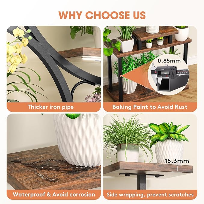 Plant Stand Indoor with Grow Light, 8 Tiered 66" Tall Plant Shelf, Corner Large - Image 7