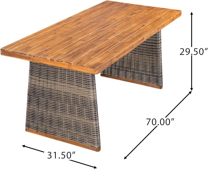 Christopher Knight Home Pasco Acacia Wood Outdoor Dining Table Set - Image 5