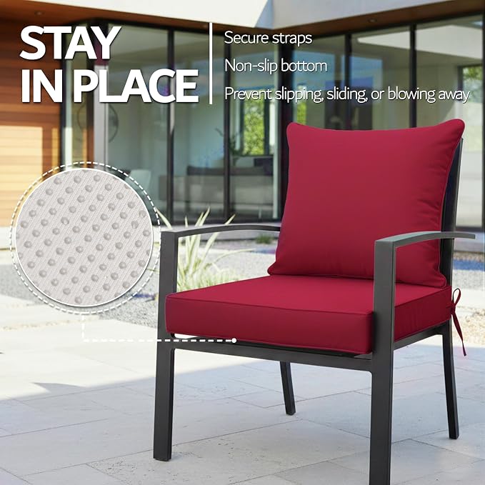 24x24 Inch Outdoor Chair Cushions Set of 2, Patio Furniture Cushions - Image 5