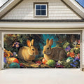 ANNA QUEEN Easter Bunny Garage Door Banner 6x13FT, Two Rabbits and Easter Eggs by ANNAQUEEN