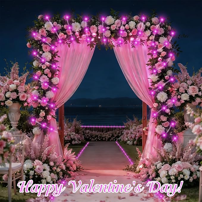 QITONG Pink Solar Rope Lights Outdoor, 2 Pack Each 33ft 100LED String Light - Image 8