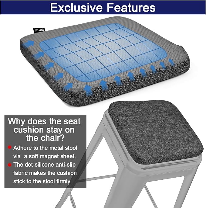 BUYUE Friendly Woven Fabric Magnetic Bar Stool Cushions Set of 4, Enhanced - Image 6
