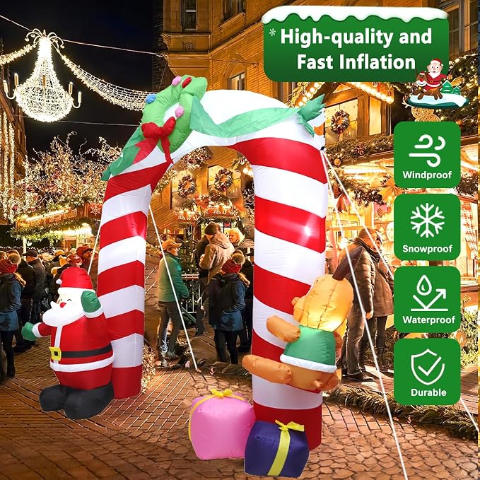 8 FT Christmas Inflatables Archway Outdoor Decorations, Inflatable Santa & - Image 4