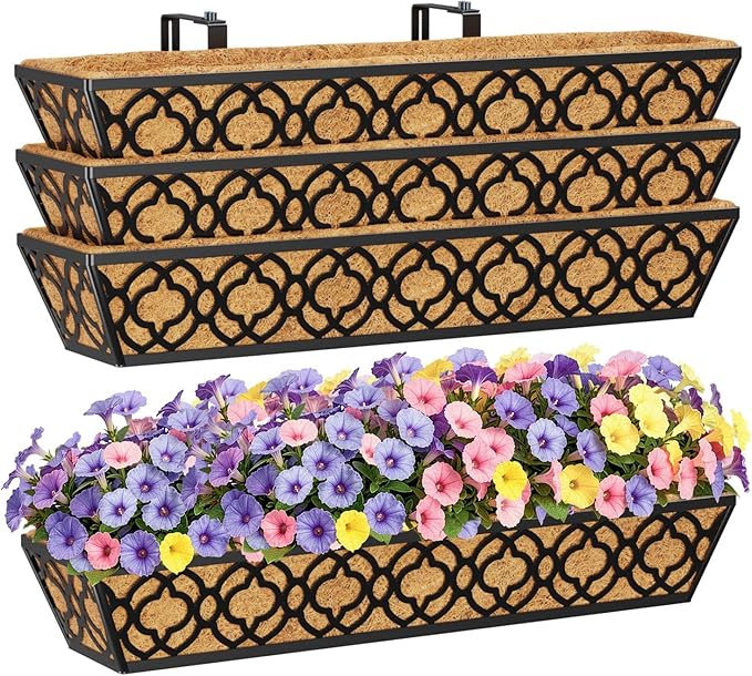 HFHOME 4 Pcs 30" Window Box Deck Railing Planter by HFHOME