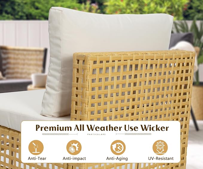 LHBcraft 4 Piece Wicker Patio Furniture Set Boho, Modular Outdoor Couch - Image 7