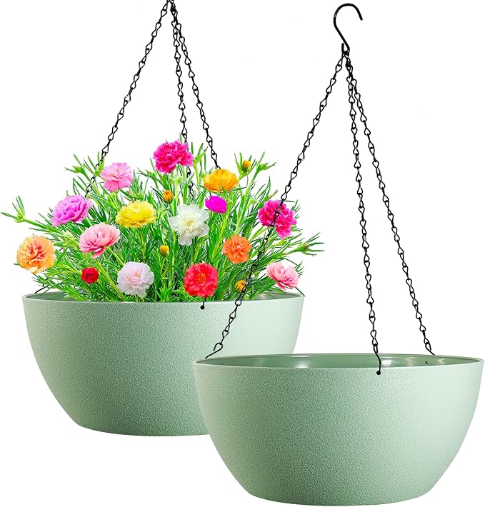 WOUSIWER 13 inch 2 Pack Large Hanging Planters by WOUSIWER
