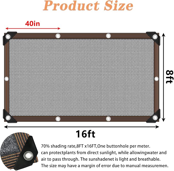 Shade Cloth - for Plants Greenhouse, 70% Sunblock Shade Sails -for Outdoor - Image 2