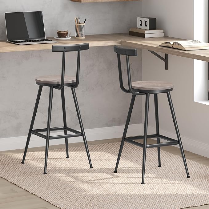Bar Stools, Metal Frame, Adjustable Feet, Easy Assembly, - Image 6