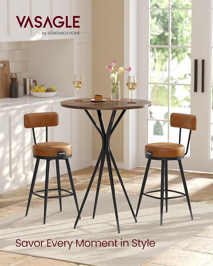 VASAGLE Bar Table, Round Cocktail High Top Pub Bistro Table - Image 3