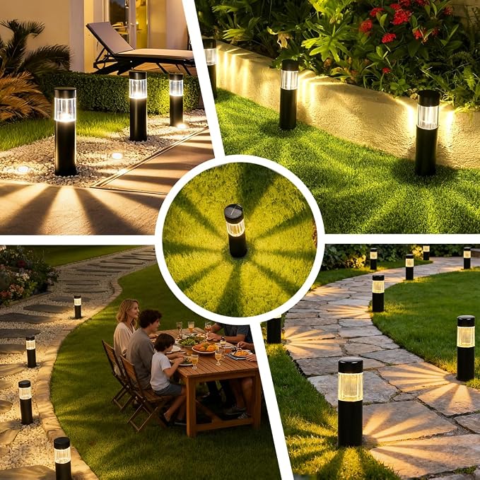 Solar Pathway Lights Outdoor Waterproof, 4 Pack Stainless Steel Stake Lights - Image 5