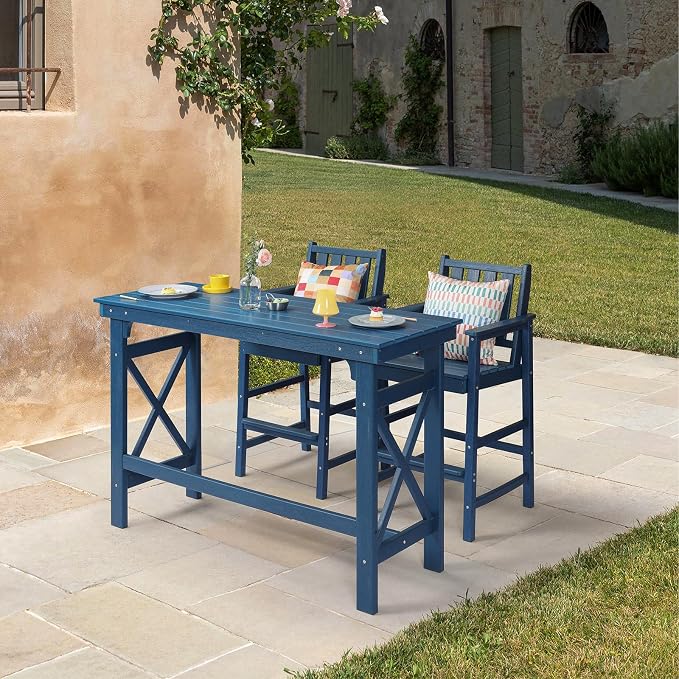 HDPE Outdoor Bar Table, Outdoor Counter Height Table Adirondack Patio Bar - Image 9