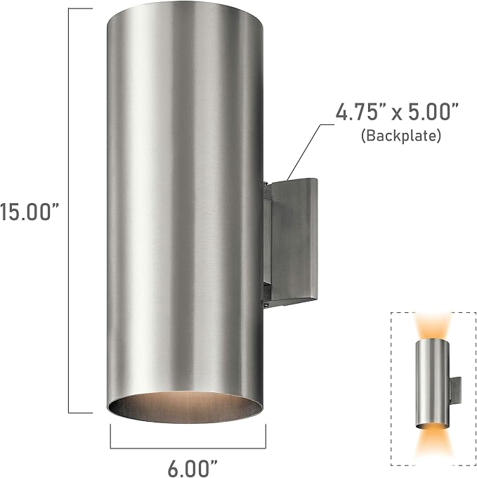 Kichler 9246BA Two Light Indoor/Outdoor Wall Mount, Brushed Aluminum - Image 3