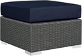 Modway Sojourn Wicker Rattan Outdoor Patio Sunbrella Fabric Ottoman in Canvas by Modway