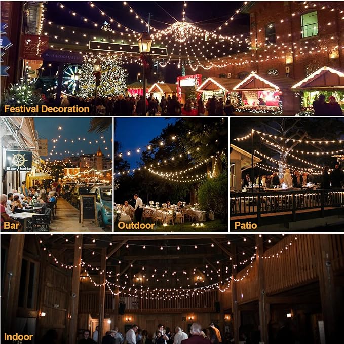 Mlambert 150Ft Outdoor String Lights, G40 Globe Patio Lights - Image 6