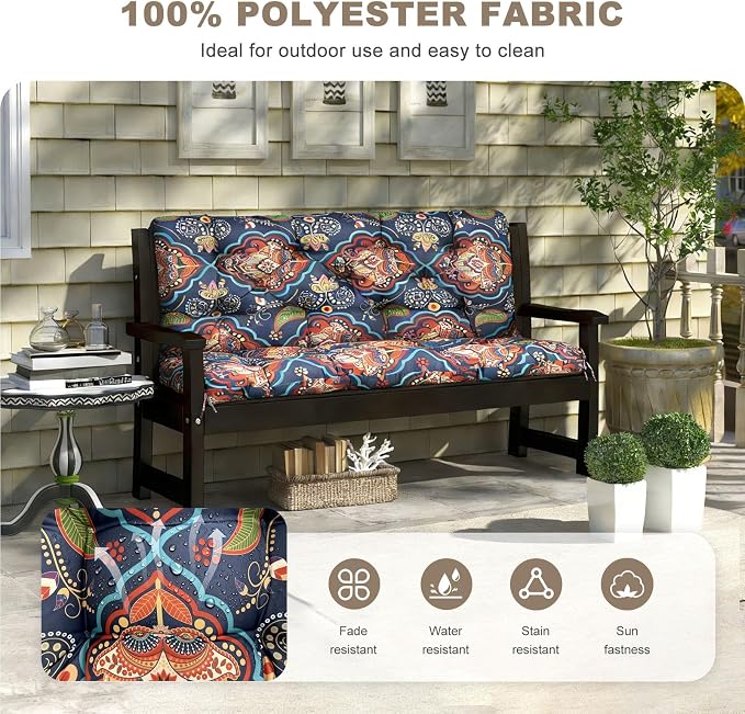 Porch Swing Cushion with Backrest, Waterproof Bench Cushion - Image 2