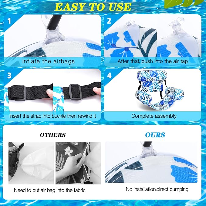 2 Pack Inflatable Pool Float for Adult Adjustable Hammock Float Chair Fabric - Image 4