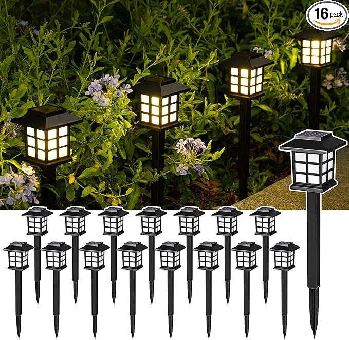 SOLPEX 16 Pack Solar Outdoor Lights, Path Lights, Walkway Lights Outdoor by Solpex
