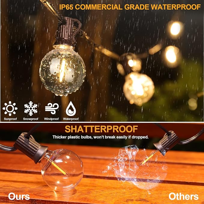 Mlambert 150Ft Outdoor String Lights, G40 Globe Patio Lights - Image 3