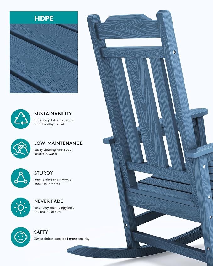 SERWALL HDPE Outdoor Rocking Chair - Image 6