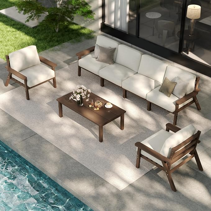 Patio Furniture Set 7 Seats, HDPE Outdoor Sectional by PatioKingdom