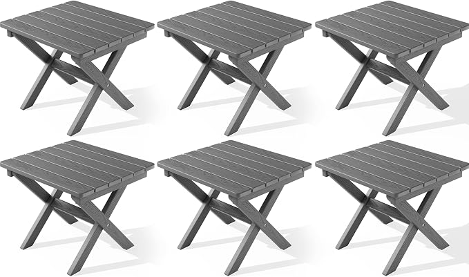 SERWALL Folding Outdoor Side Table Set of 6, Adirondack End Table by SERWALL