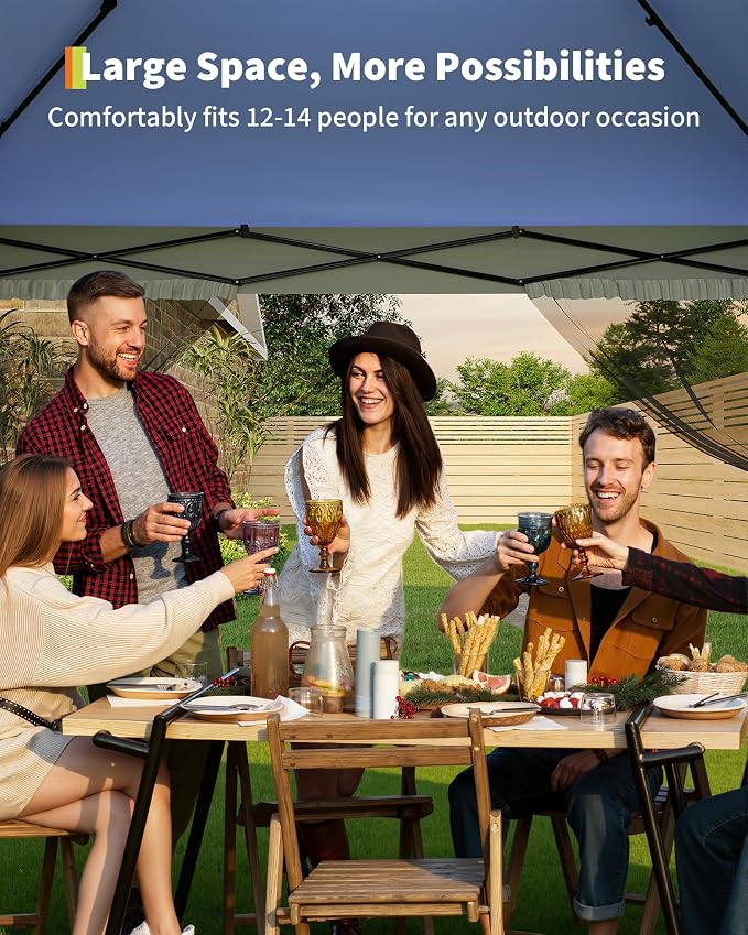 Canopy Tent 13x13 ft, Pop Up Gazebo One-Push Setup - Image 5