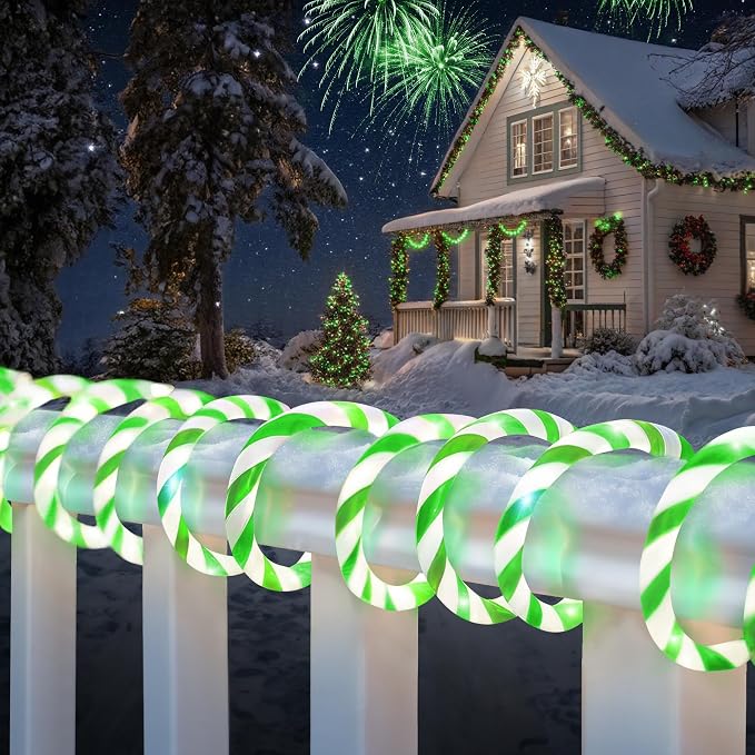 Jnaurb Christmas Candy Cane Lights, 66ft 480 LED Connectable Flexible White & by Jnaurb