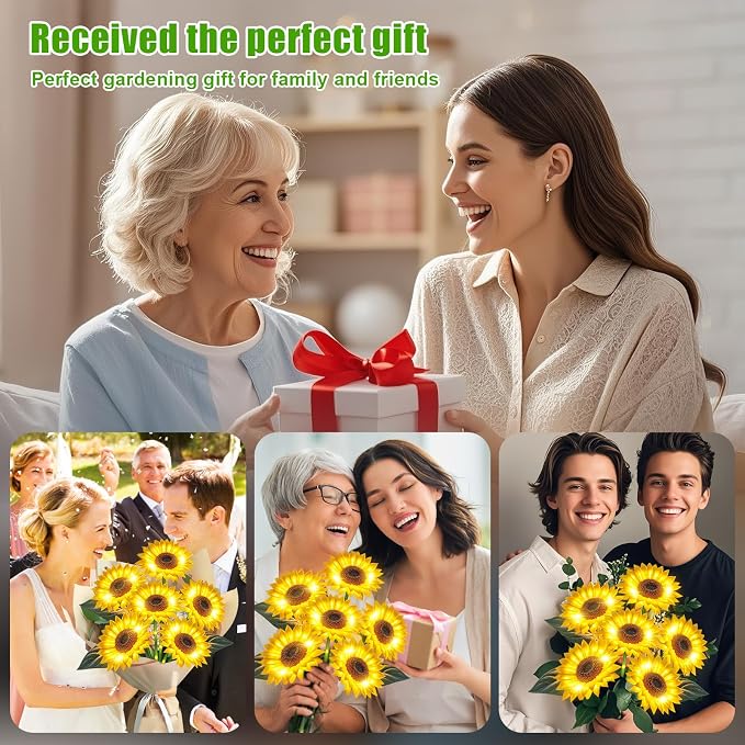 Sunflower Solar Lights Outdoor Decor, 4 Pack Solar Garden Decor 24 Waterproof - Image 7
