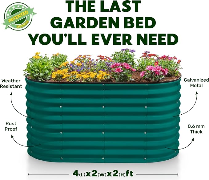 Plant & Plot Galvanized Raised Garden Beds Outdoor // 4×2×2 ft Planter Raised - Image 5