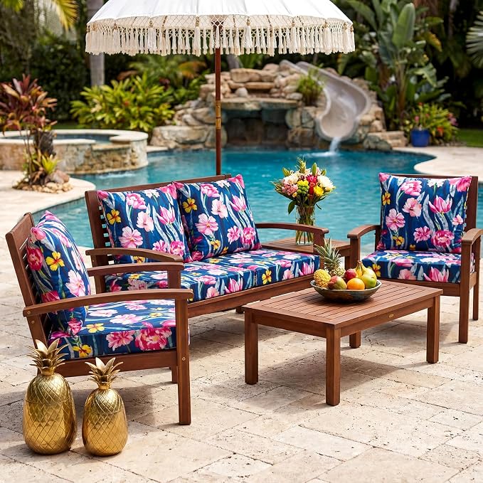 Hoteam 4 Set Outdoor Chair Patio Cushions 20 x 20 Inch Deep Seat Waterproof - Image 5