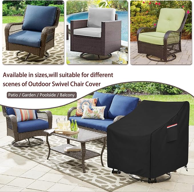 Okcool Outdoor Swivel Chair Cover 2 Pack, Outdoor Furniture Patio Chair Covers - Image 4
