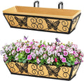 2 Pack 24 Inch Window Boxes Planters Railing Planter Box by KarlliuHOMEGARDEN