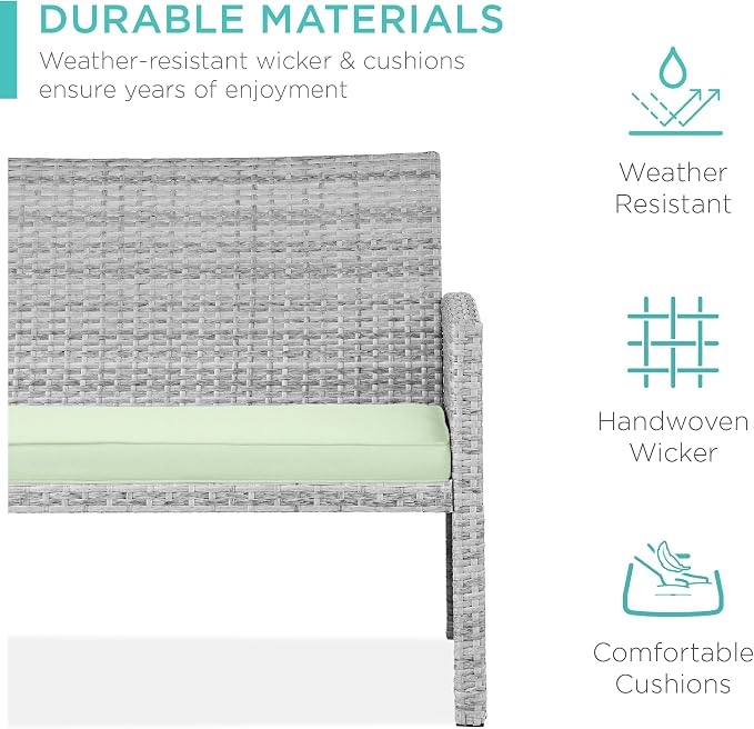 Best Choice Products 4-Piece Outdoor Wicker Patio Conversation Furniture Set - Image 3