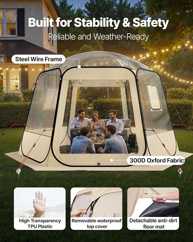 VEVOR Pop up Sports Tent, 8 Sizes Optional Clear Bubble Tent - Image 3